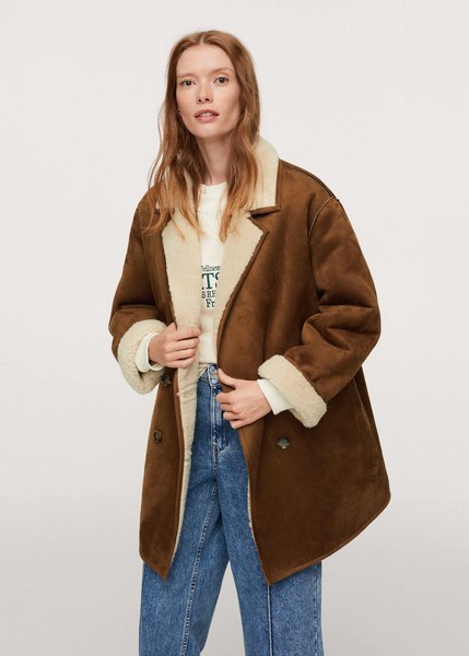 manteau faux mouton retourné femme