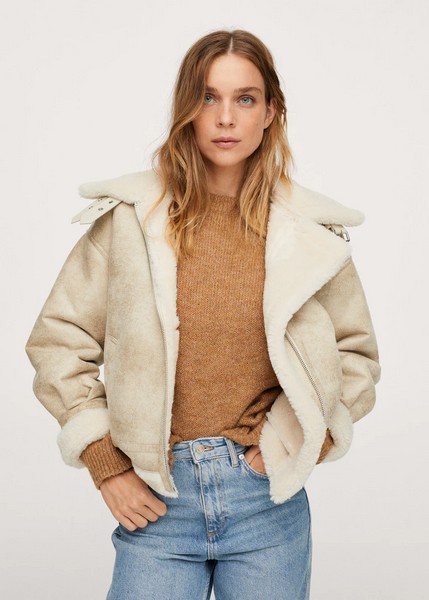 manteau faux mouton retourné femme