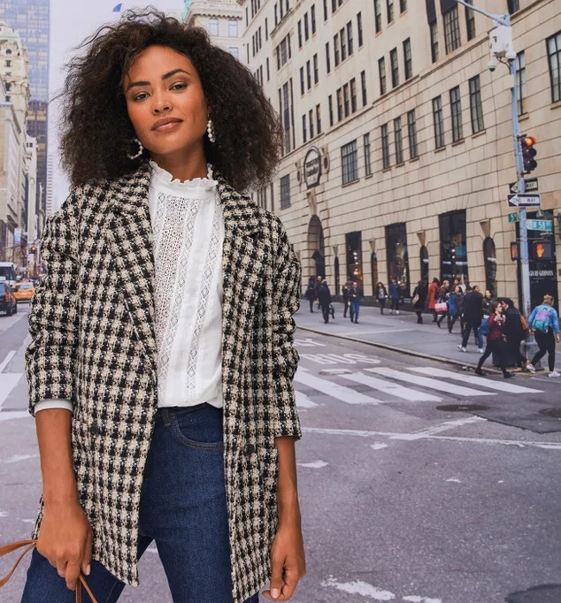 Blazer Femme Cintré Tailleur - Veste Tendance Automne, Coton/Lin - Pour Travail, Mariage, Sortie - Tailles S à 5XL