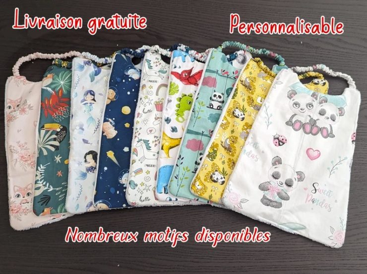 Serviette De Cantine élastique Pour Enfant – Grand Bavoir Licorne Princesse, Fait Main Et Pratique